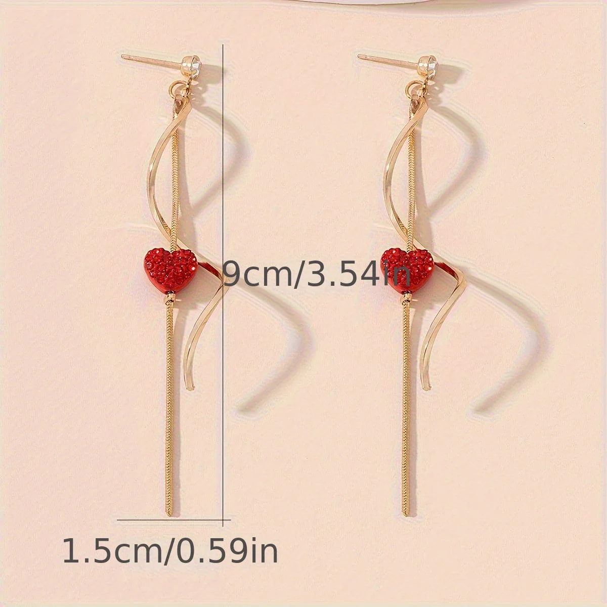 Emma | Zwarte hart ontwerp spiraallijnen dangle oorbellen - Afbeelding 5