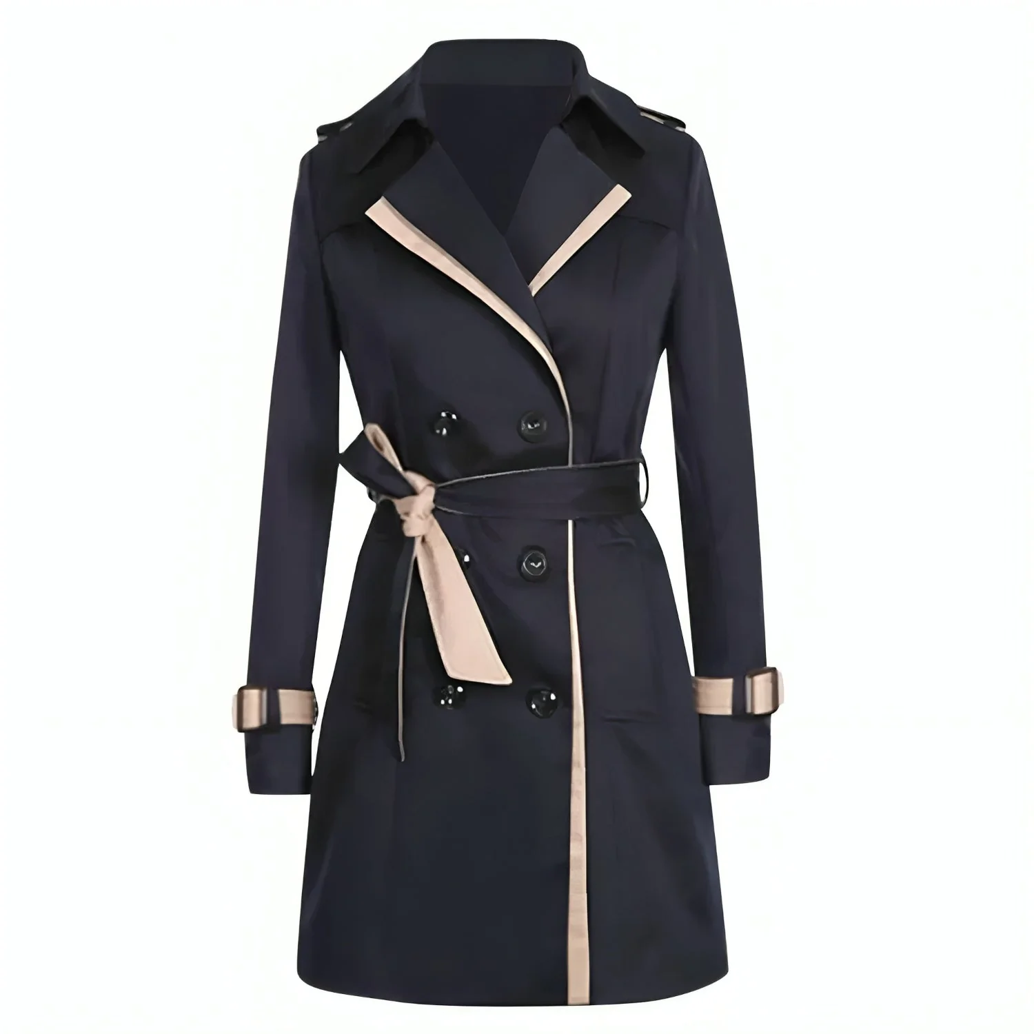 Isabel | Lange dames trenchcoat met wikkel en knopen - Afbeelding 6