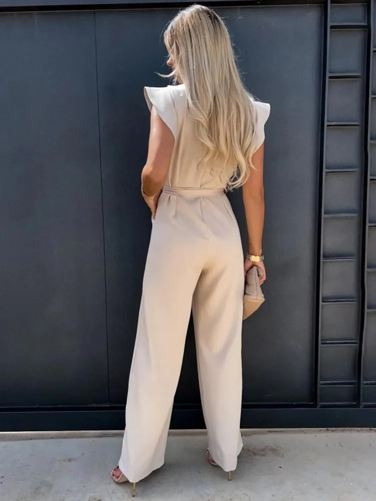 Jacobs | Elegante jumpsuit met wijde pijpen en korte mouwen - Afbeelding 8