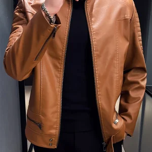 Jasper | Stoere PU leren herenjas met opstaande kraag