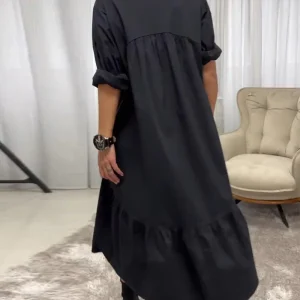 Jurk met 3/4 mouwen en diepe V-hals