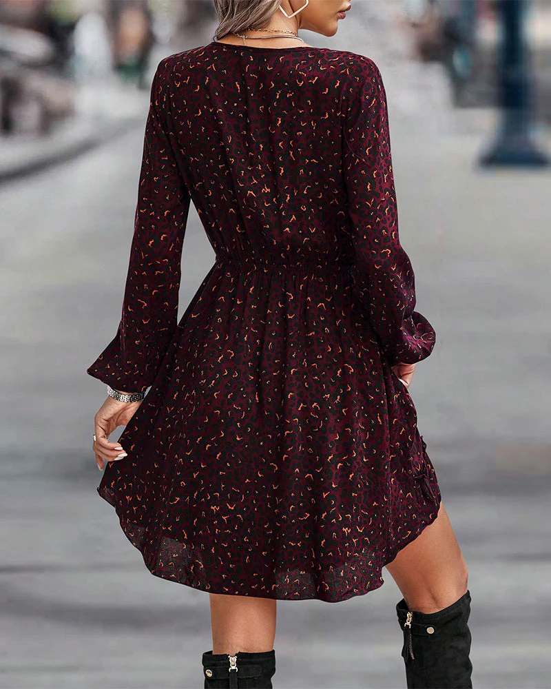 Jurk met V-hals en bedrukte A-lijn - Afbeelding 5