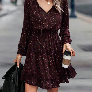 Jurk met V-hals en bedrukte A-lijn