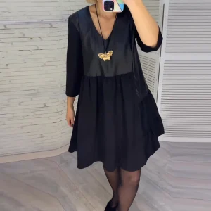 Jurk met V-hals en patchwork