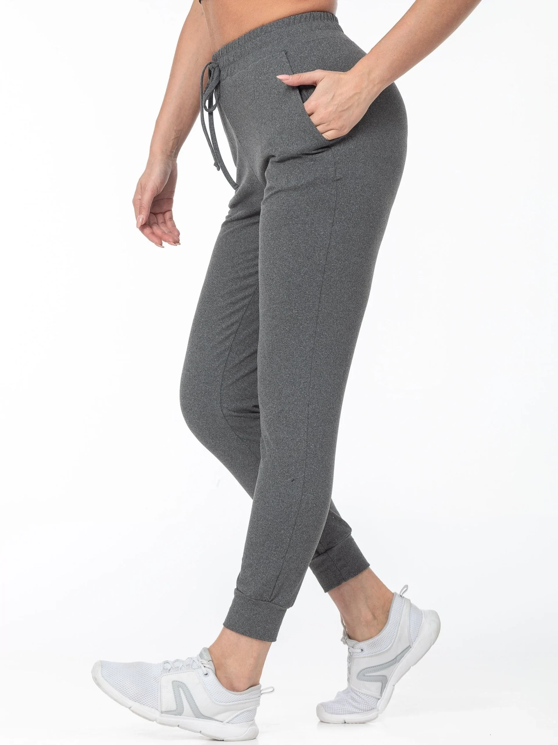 Lara | Zwarte casual sportbroek met hoge taille en zakken - Afbeelding 5