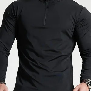 Lars | Slim-fit henley-shirt met halve rits en lange mouwen