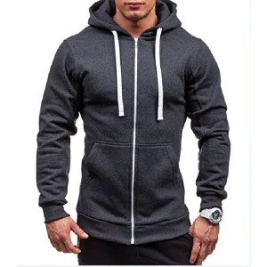 Lars | Winddichte heren hoodie met rits en koorden in fleece