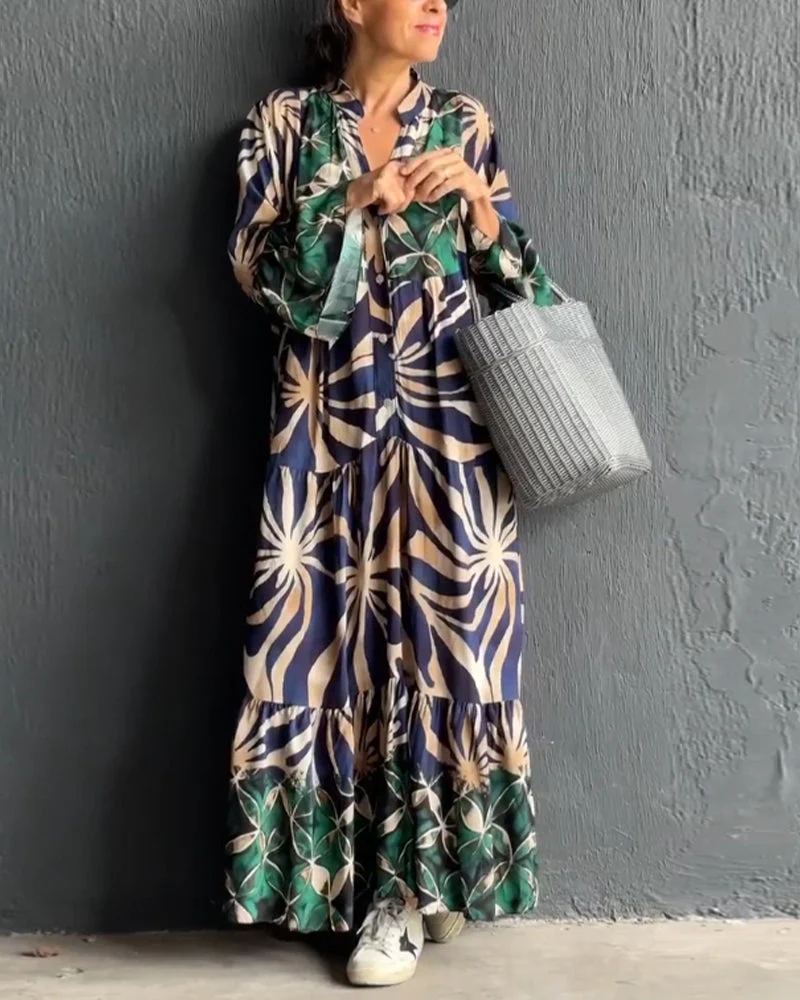 Loose fit bedrukte vakantiejurk - Afbeelding 8