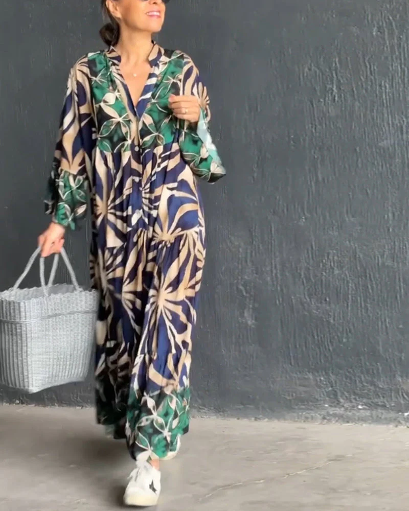 Loose fit bedrukte vakantiejurk - Afbeelding 9