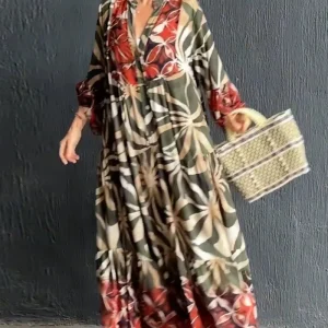 Loose fit bedrukte vakantiejurk