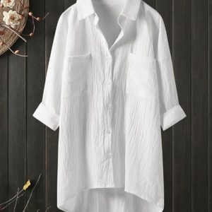 Louise | Losvallende effen blouse met lange mouwen