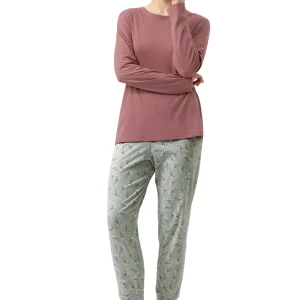 Mey Blooming Buds Pyjama – 7/8 lengte, lange mouwen – Silver Sage 1240083