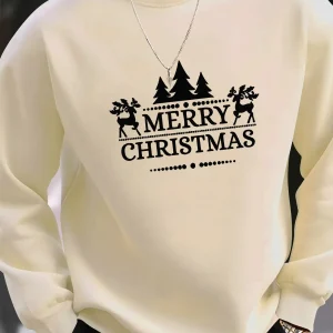 Niels | Heren casual kersttrui met merry christmas print
