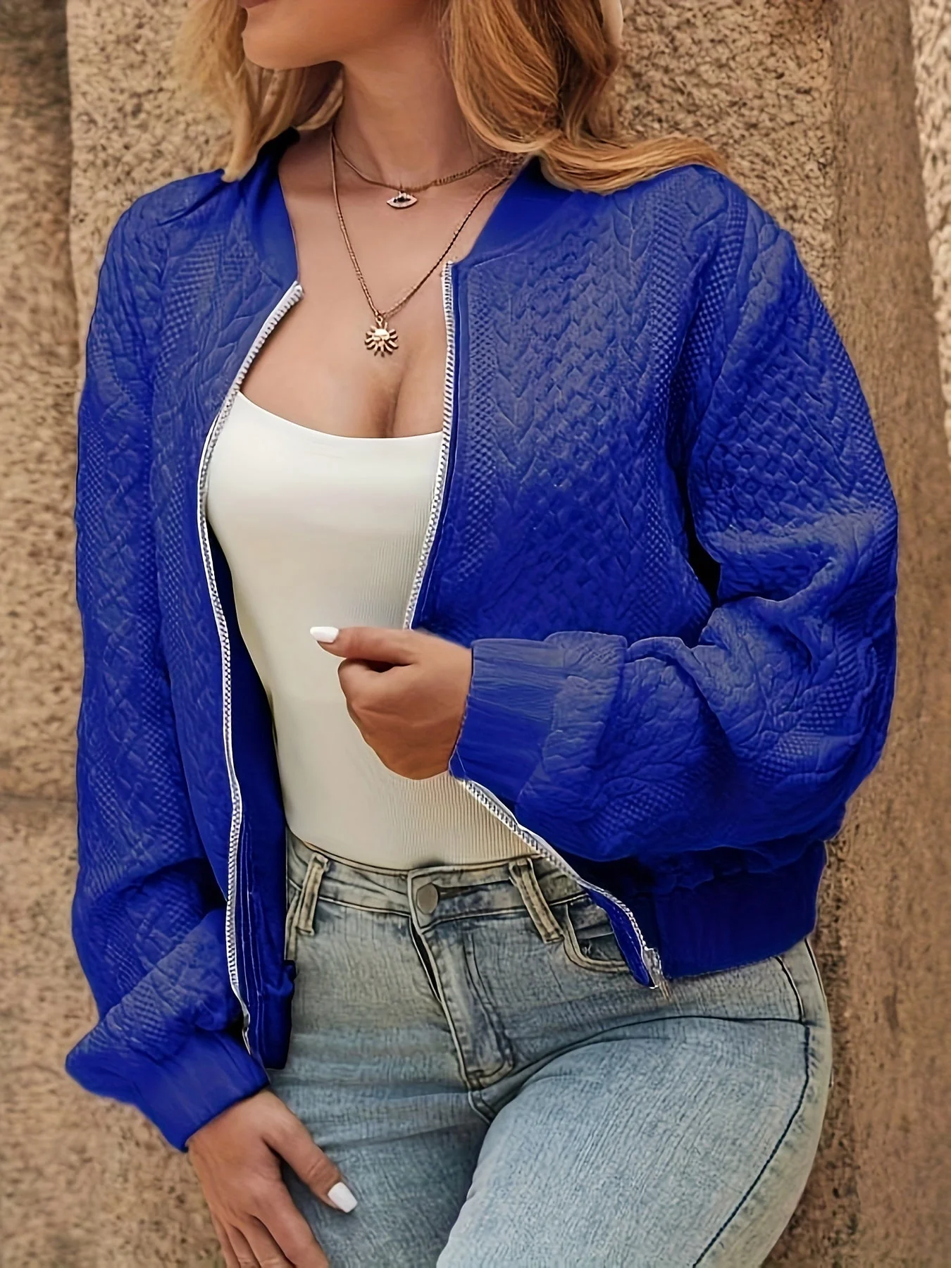 Nina | Textured bomberjack - Afbeelding 4