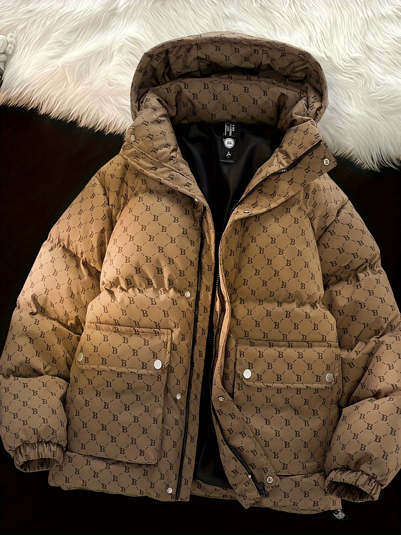 Pim | Stijlvol effen kleur donsjack met zakken - Afbeelding 2