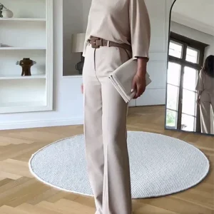 Roberta | Elegante tweedelige grijze damesset