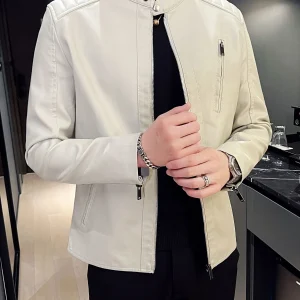 Ruben | Stijlvolle PU leren heren motorjack met zakken