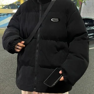 Sara | Ribfluwelen winterjas met schoudertas