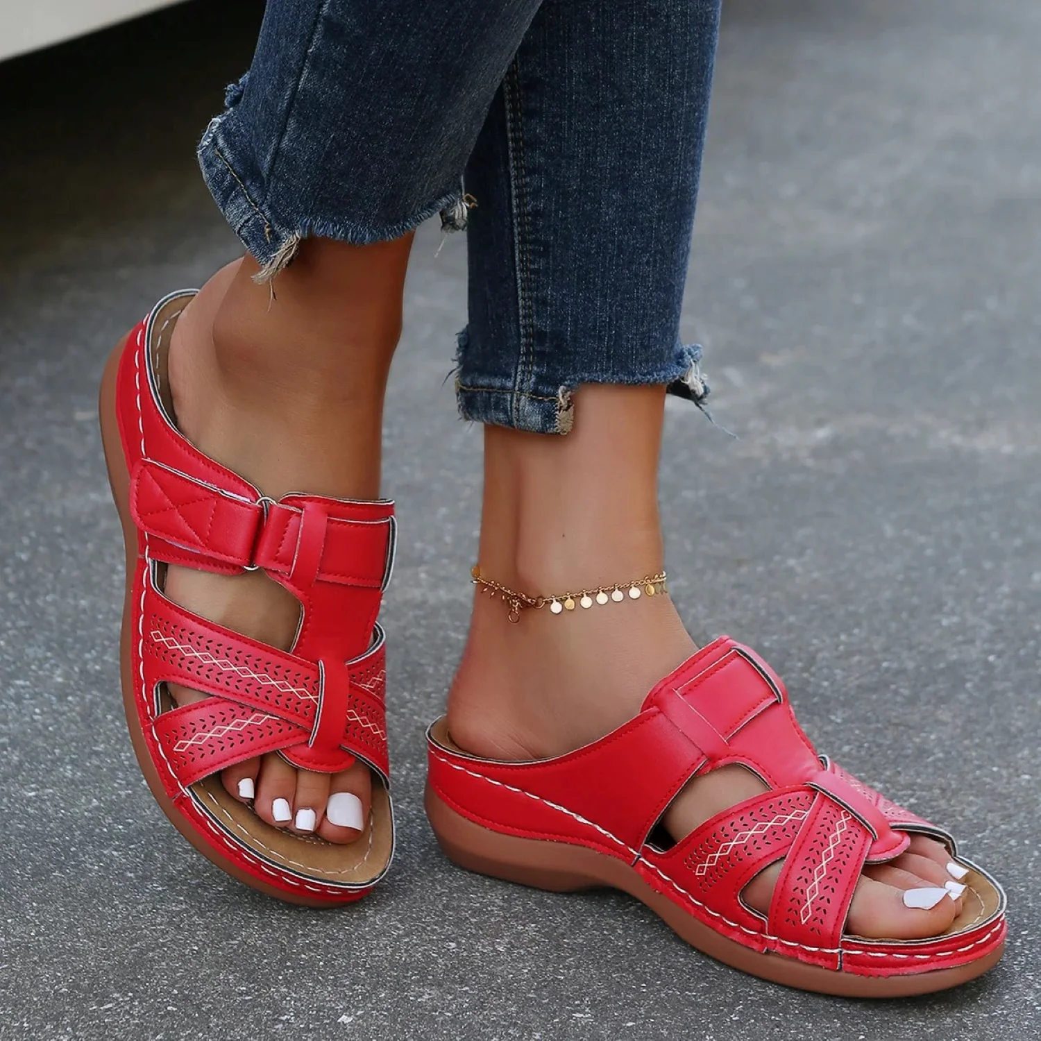 Sofie | Leren dames sandalen met open teen - Afbeelding 5