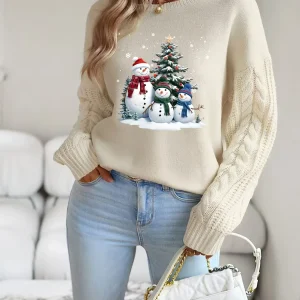 Sophie | Feestelijke sneeuwman print kersttrui