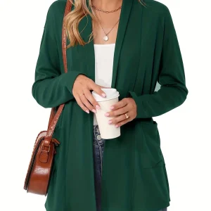 Sophie | Stevig gebreid casual vest met lange mouwen en open voorkant