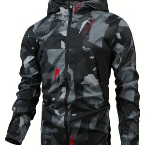 Tom | Kleurblok gehoodiede zip-up jas voor heren