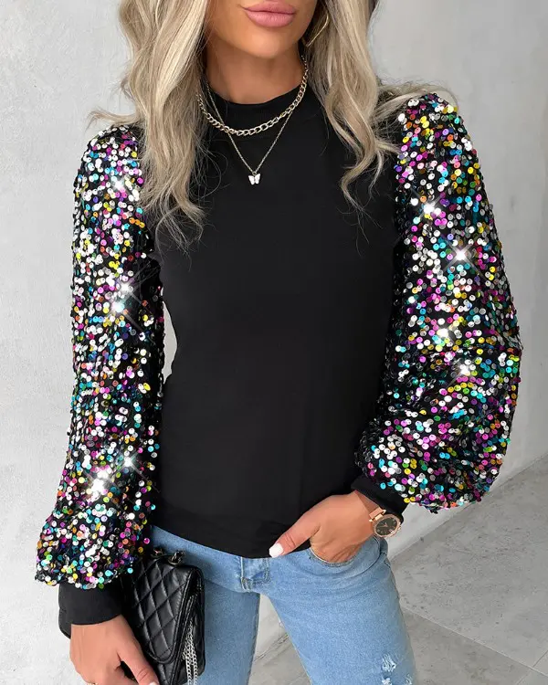 Top met kleurrijke ballonmouwen - Afbeelding 3