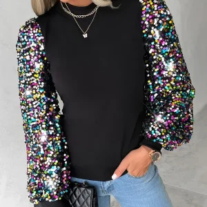 Top met kleurrijke ballonmouwen