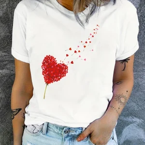 Valentina | Schattig en romantisch T-shirt met roze harten en bloemen
