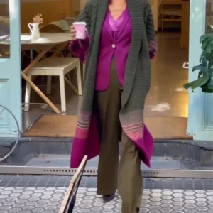 Vest met kleurblokken en lantaarnmouwen