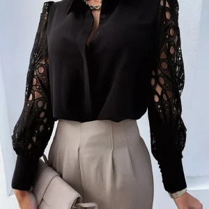 Vrouwen Hol uit Mouw Mesh Bloes